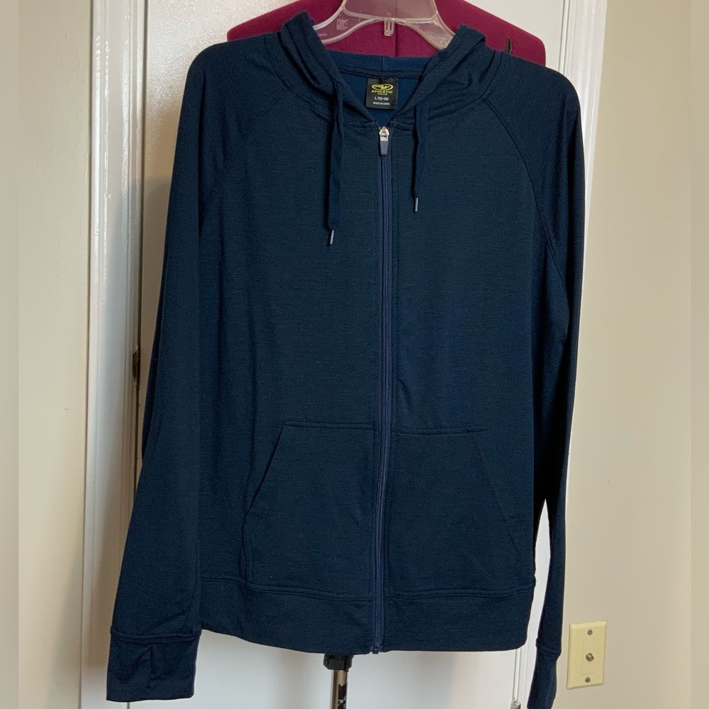 Like New Athletic Works  Zip-Up Navy Hoodie Jacket Polyester blend  Men’s